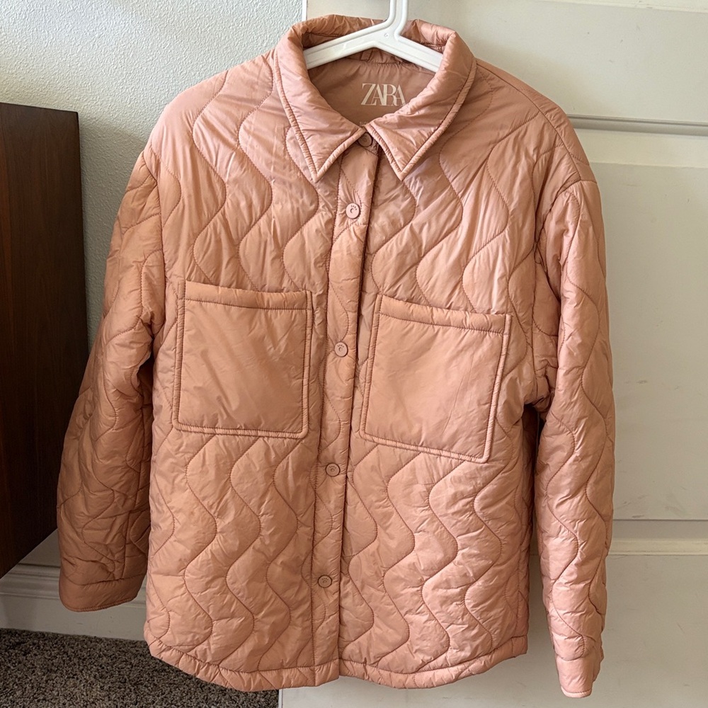 Zara Blush Quilted Jacket Overshirt